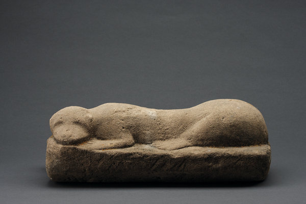 A Very Unusual English Tomb Sculpture of a Carved Sandstone Otter
